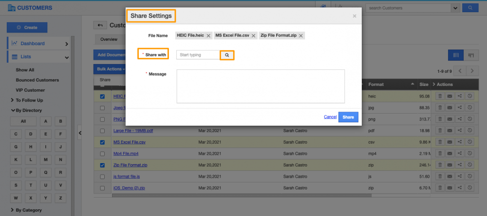Bulk Share Documents