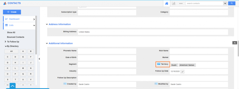 Multiple Territories
