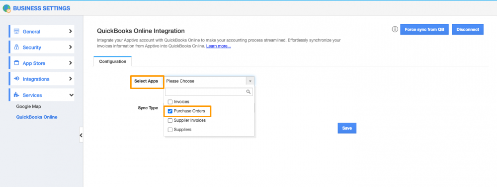 QuickBooks Online Integration in Suppliers, Supplier Invoices, and Purchase Order